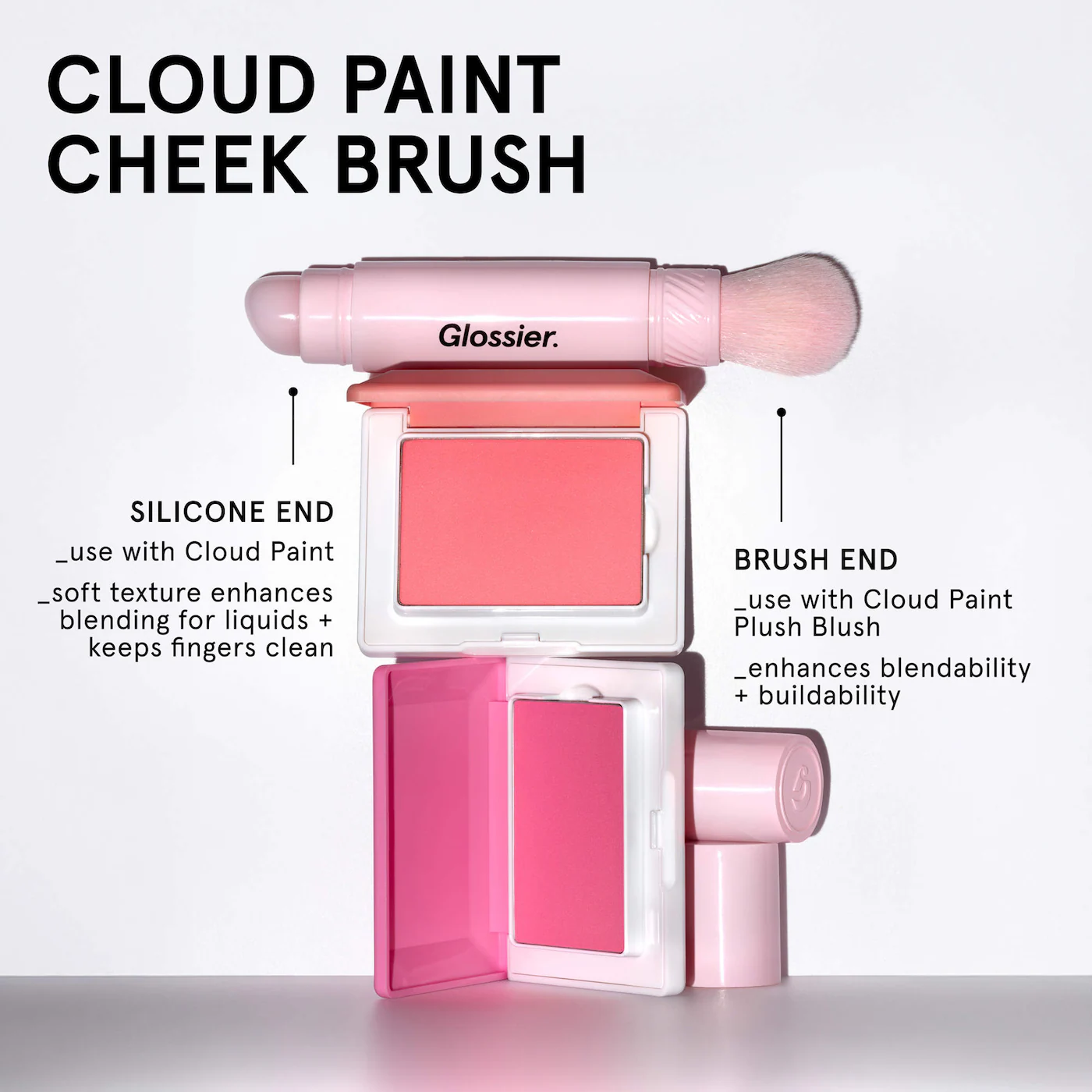 Glossier Cloud Paint Dual-Ended Cheek Blush Brush - Image 2
