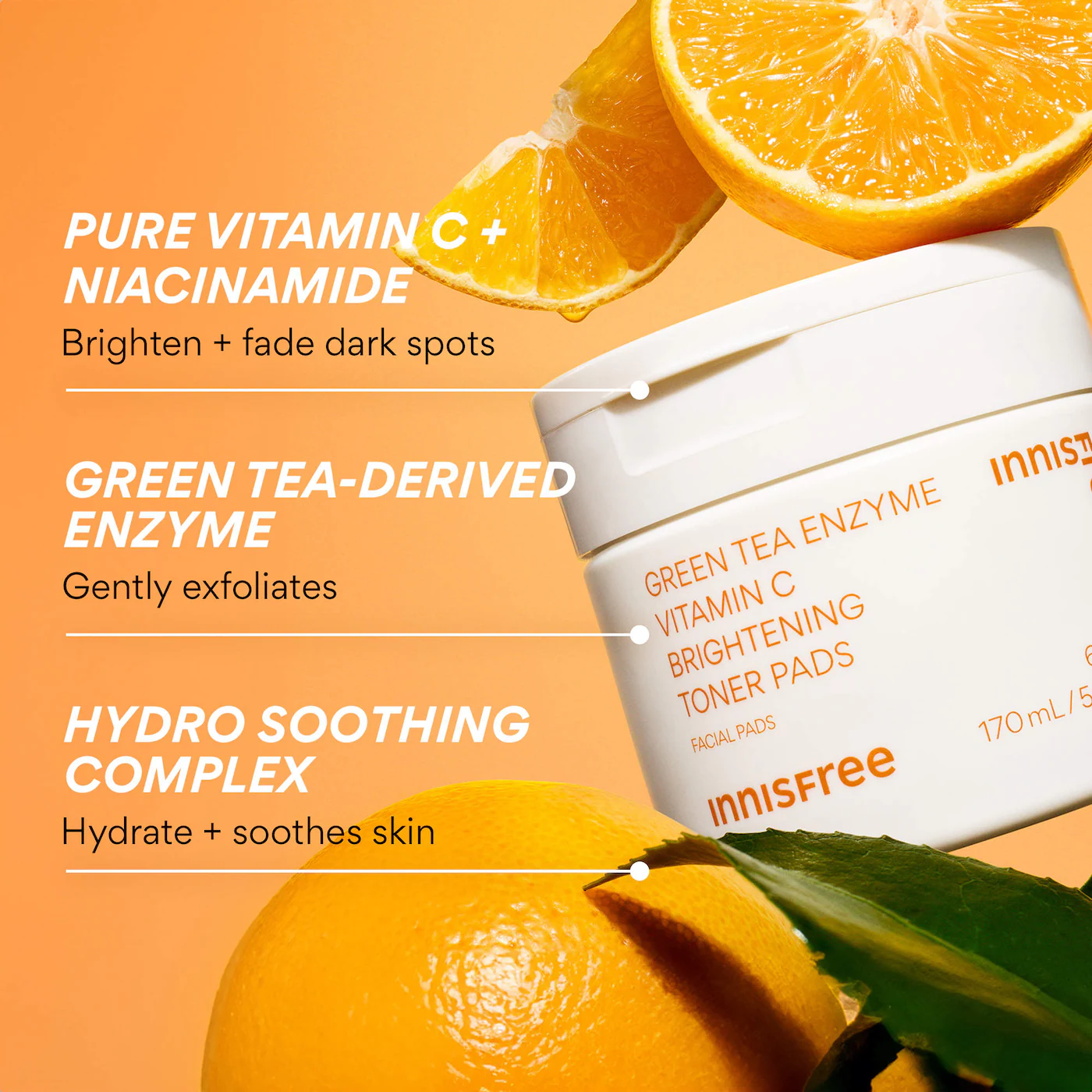 innisfree Green Tea Enzyme Vitamin C Brightening + Exfoliating Toner Pads - Image 6
