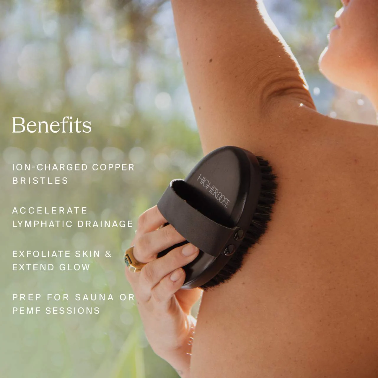 HigherDOSE Supercharge Copper Body Brush for Exfoliating & Circulation - Image 3