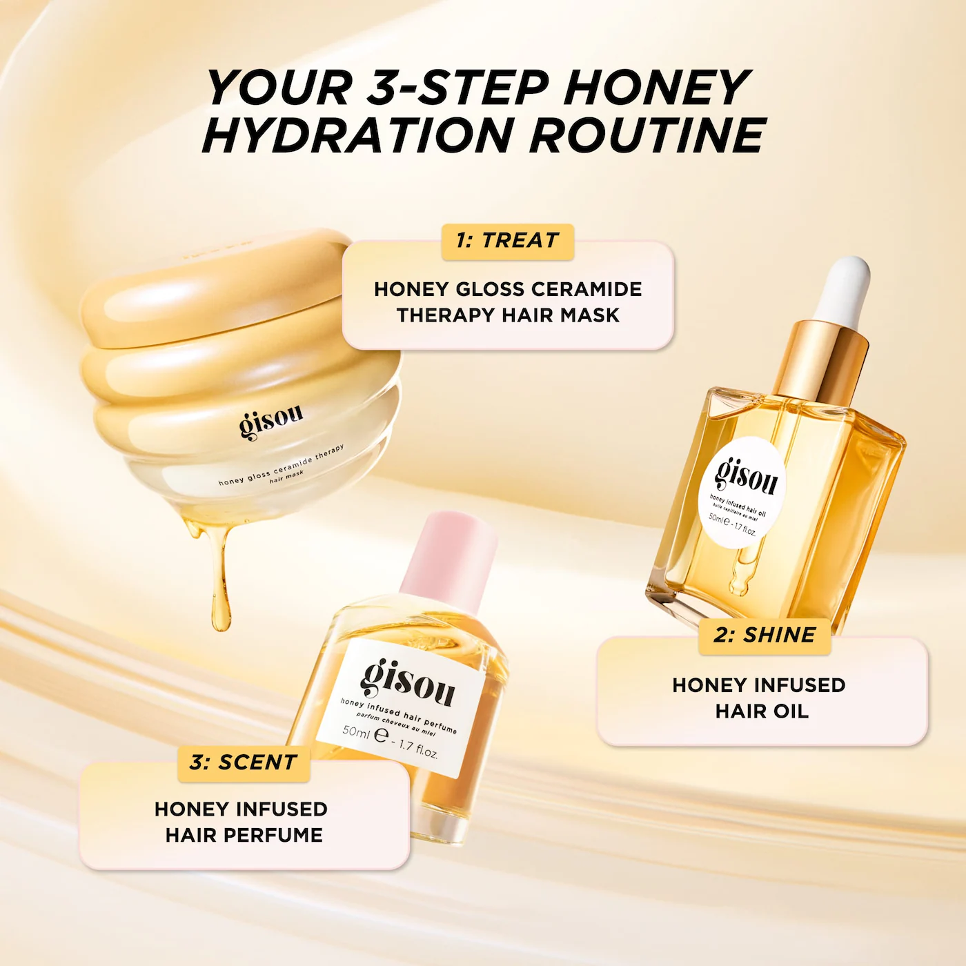 Gisou Mini Honey Gloss Ceramide Therapy Hydrating Hair Mask - Image 6